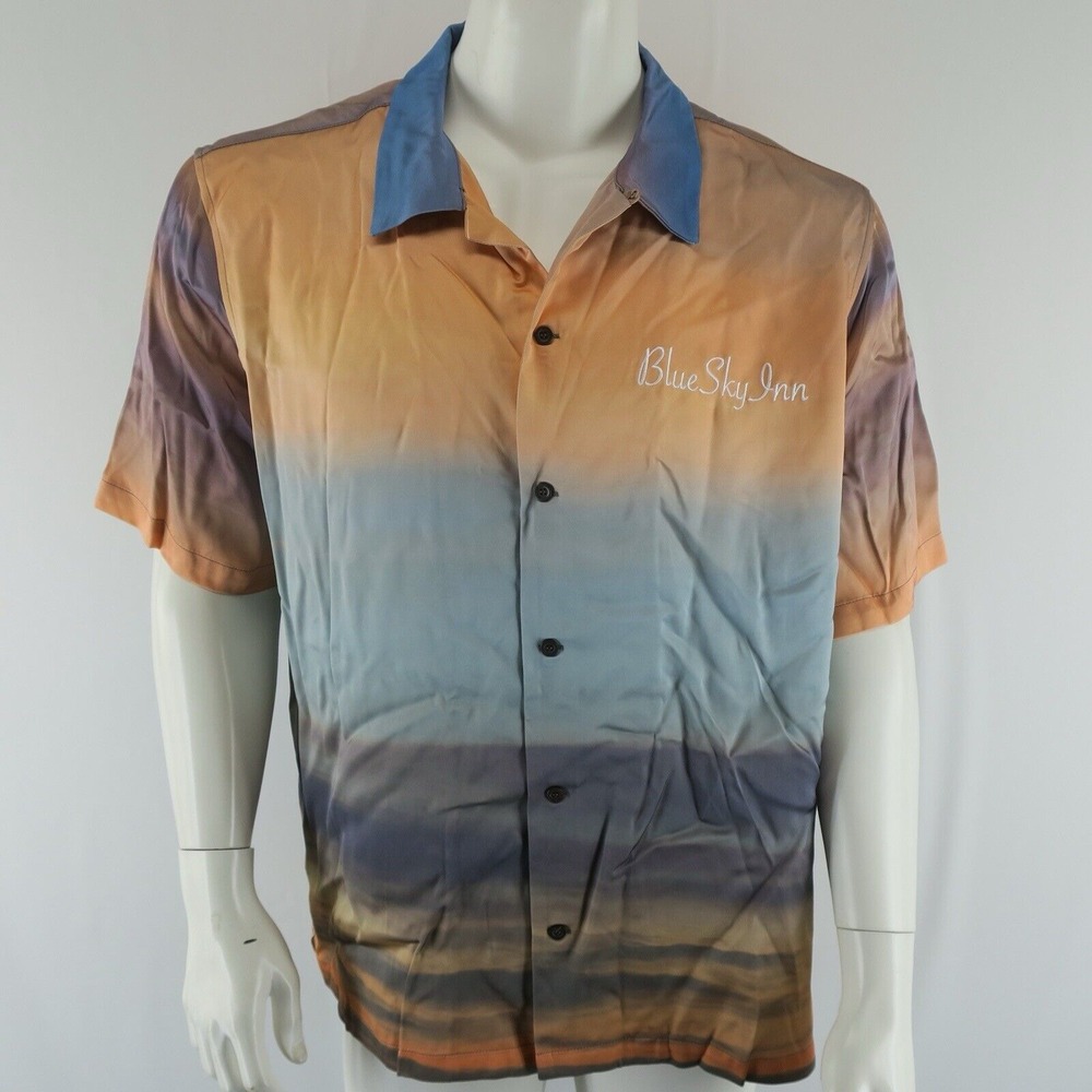 Blue Sky Inn Sunrise Viscose Button Up‎ Shirt Mens Large Italy Retail $415